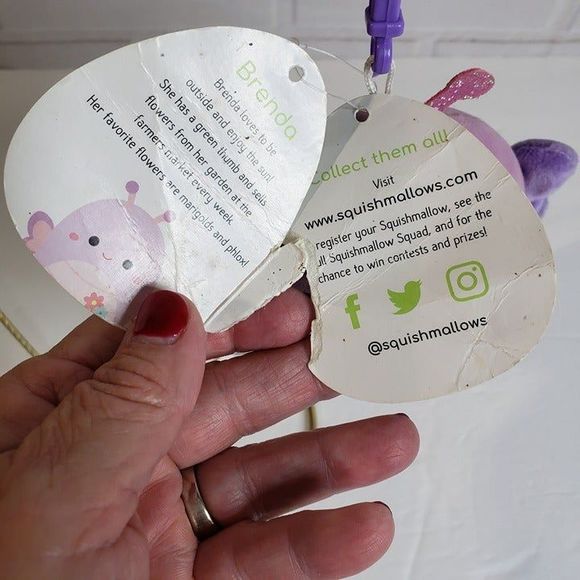 Squishmallows 2020 Purple Brenda Butterfly Plush Clip On 3" Stuffed Toy Keychain - Picture 5 of 9
